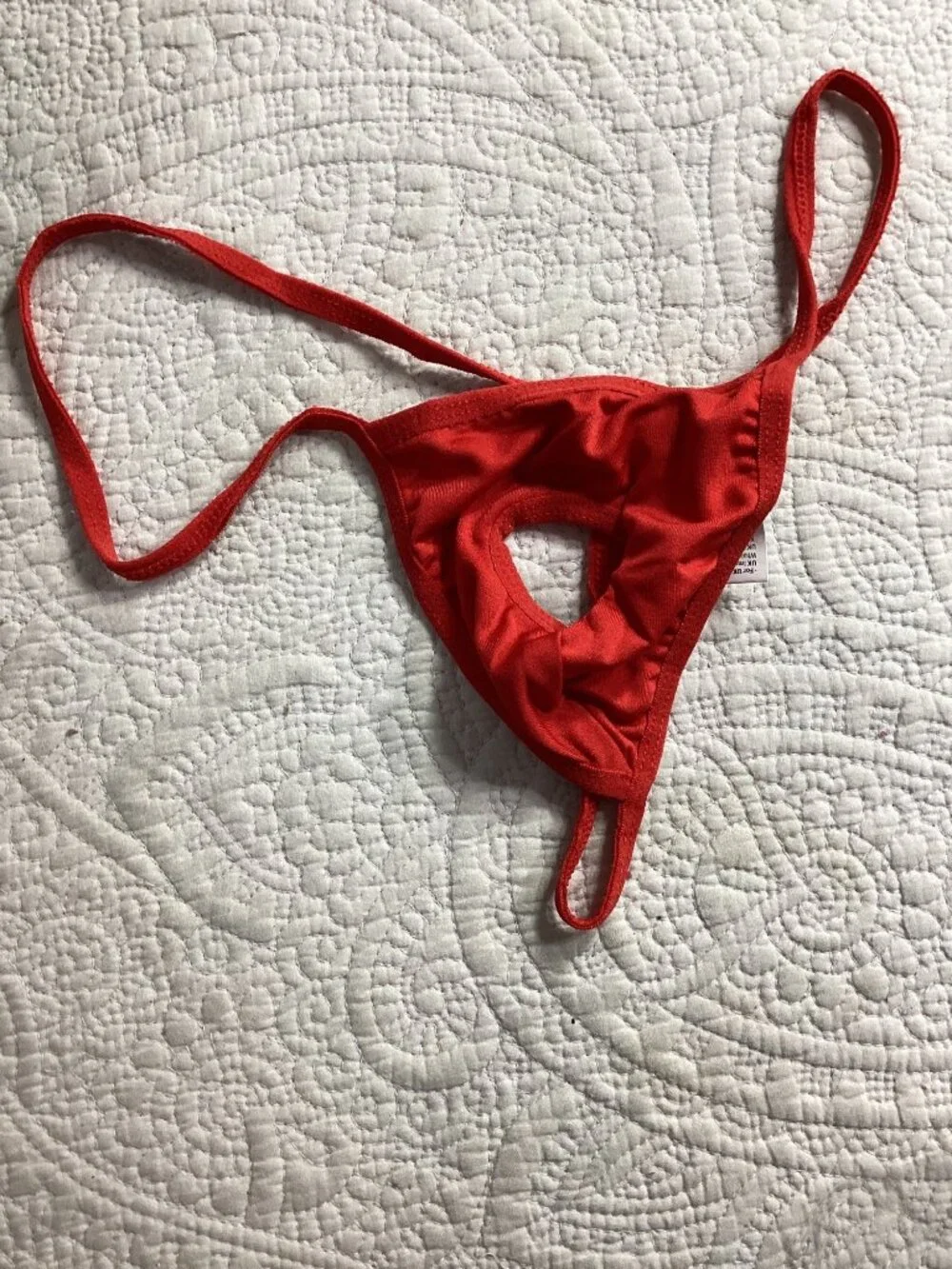 Red Mens G-String Thong Underwear*Cutout Front*Stretchy One-Size*Gay*Sissy*NIP